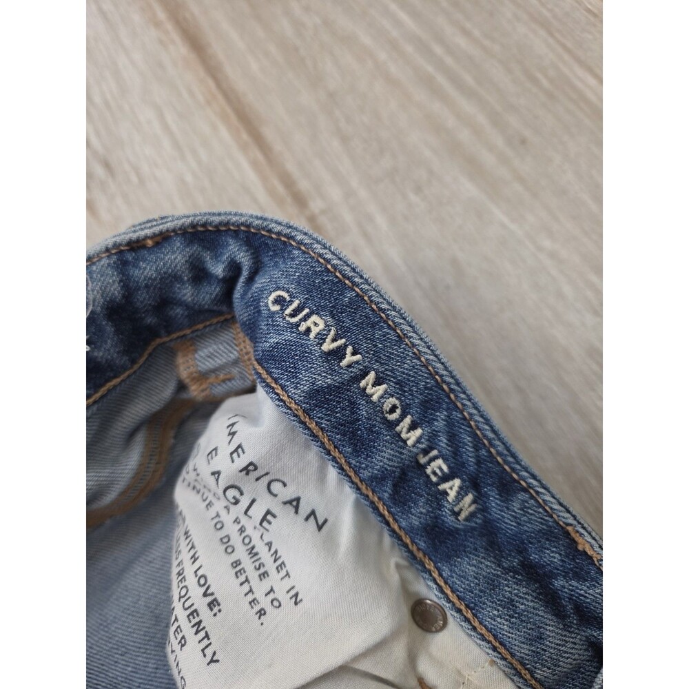 American Eagle Curvy Mom Jeans Womens 4 Regular Medium Wash Stretch High Rise - Picture 5 of 11